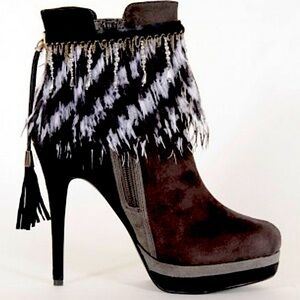 Feathered BootDazzles pearl feather accent band boots headband ankle calf